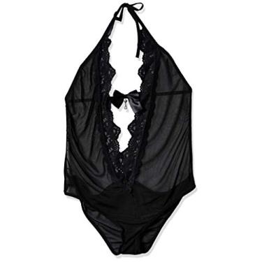 Imagem de Yaffa Lingerie Body com Decote Bordado em V , Preto