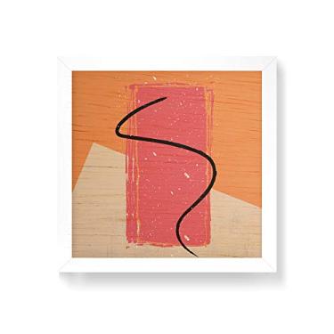 Imagem de Arte Maníacos Quadro decorativo com moldura caixa branca em Madeira - Abstrato Laranja e Bege - 30x30cm