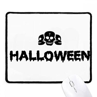 Imagem de Mousepad Skull Happy Ghost Fear Halloween borda costurada tapete de borracha para jogos