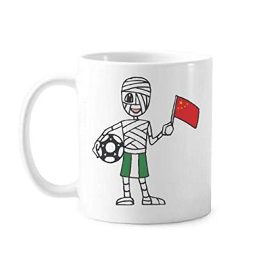 Imagem de Caneca de cerâmica com a bandeira chinesa da mamãe do futebol nigeriano xícara de porcelana de café