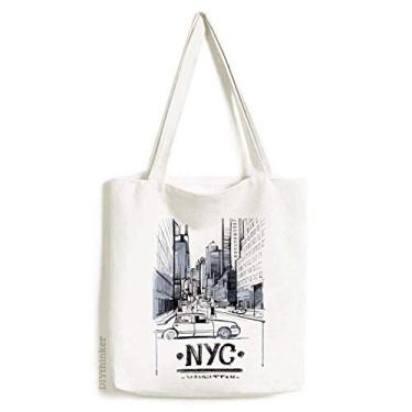 Imagem de Bolsa de lona NYC Love New York City America Paisagem sacola de compras casual bolsa de mão