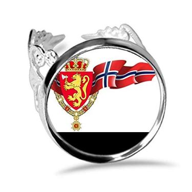 Imagem de DIYthinker Anel de noivado ajustável com emblema Nacional da Noruega