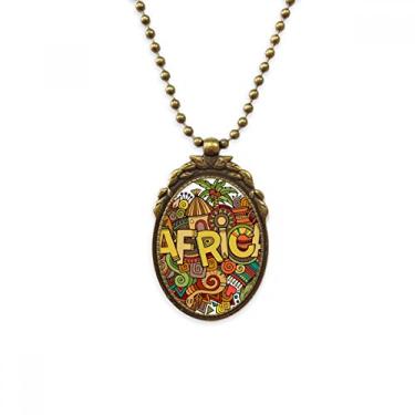 Imagem de DIYthinker Colar de latão antigo tribal com padrão de arte aborígene africano, joia com pingente vintage, presente de luxo