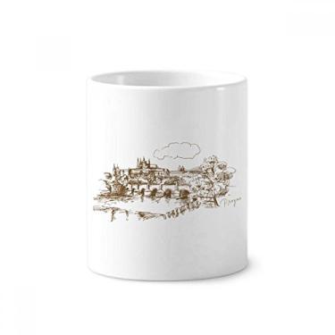 Imagem de Charles Bridge Prague Porta-canetas de escova de dentes com ponto de referência tcheco Caneca de cerâmica com suporte para lápis