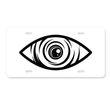 Imagem de DIYthinker Decoração preta padrão de vetor de olhos placa de licença decoração de aço inoxidável etiqueta de automóvel