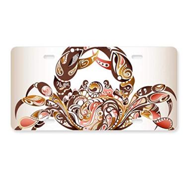 Imagem de DIYthinker Placa de carro com estampa de caranguejo, organismo marinho, decoração de carro, acessório de aço inoxidável