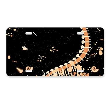 Imagem de DIYthinker Placa de licença de dinossauro, grama enorme, ossos, decoração de carro, acessório de aço inoxidável