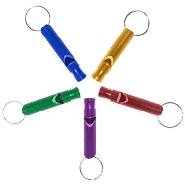 Imagem de Chaveiro de apito de alumínio para caminhada, acampamento, dourado – pacote com 20
