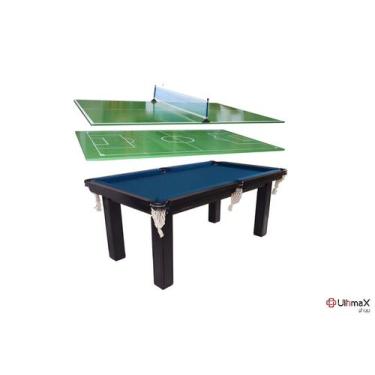 Mesa 3 em 1 - Sinuca/Ping Pong/Futebol Botão Procópio - Verde