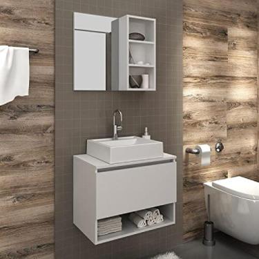 Imagem de Conjunto para banheiro com Gabinete Bn3606 sem Cuba e Espelheira Bn3609 Tecno Mobili Branco
