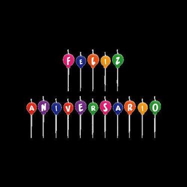 Imagem de Vela Aniversário Tema Feliz Aniversário Balões - 16 Unid - Silverfesta