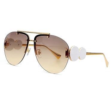 Imagem de Óculos de sol retrô sem aro Lentes de liga leve Gradiente Óculos de sol Gratuito UV400, Óculos de sol nº 5, tamanho único