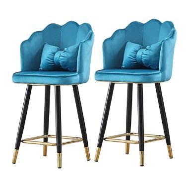 Imagem de Cadeiras de jantar cadeiras de sala de jantar elegantes bancos de bar de cozinha de café da manhã com encosto conjunto de 2, cadeiras de bar de veludo para cozinha restaurante bar 65/75 cm altura tudo está bem