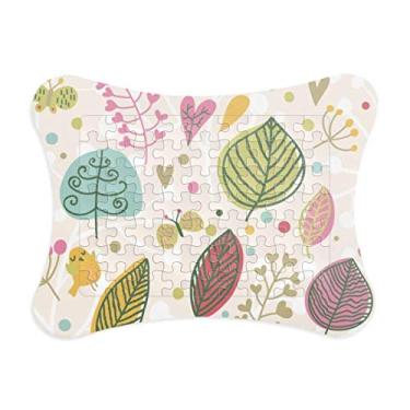 Imagem de Moldura de quebra-cabeça de pintura de plantas de folhas coloridas para decoração de imagem