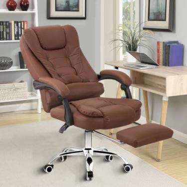 Imagem de Cadeira de escritório presidente, cadeira de home office com apoio para os pés e encosto ajustável(Marrom)