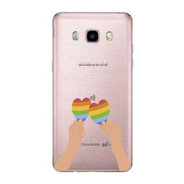 Imagem de Capa Case Capinha Samsung Galaxy  J5 2016 Arco Iris Mãos Com Corações