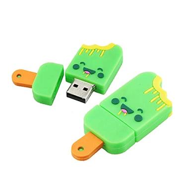 Imagem de Pen Drive USB 2.0 em forma de sorvete de 32 GB PenDrive U Disk Memory Stick Armazenamento externo Pen Drive USB Flash Disk Pen Drive USB Drive Flash Memory com corrente (verde)