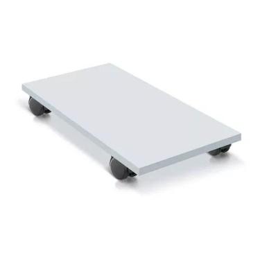 Imagem de Suporte De Gabinete Cpu Computador Branco Com Rodas Em Mdf