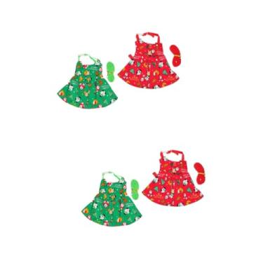 Imagem de Beavorty 4 Conjuntos roupas de natal para animais de estimação suprimentos de coelho arnês de hamster de rato coleira tops colete de coelho e cinta de peito arnês de coelho