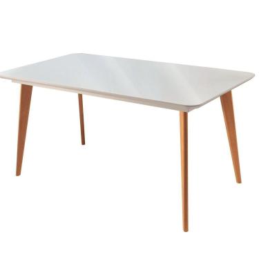 Imagem de Mesa de Jantar 6 Lugares 160x90cm Tampo Madeira Maciça Versales Espresso Móveis Cinamomo/Off White