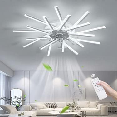 Imagem de Ventilador de teto com iluminação, moderno plafon LED regulável com ventilador e controle remoto, silencioso, criativo com design de 18 luzes Ventilador de teto para quarto, cozinha, sala de