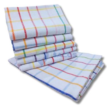 Imagem de Kit com 18 Pano Prato Copa Listrado 48x68 Cozinha Xadrez Guardanapo Bainha Pé de Galinha Revenda