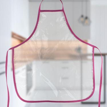 Imagem de Avental Infantil Escolar Pintura Plástico Transparente Rosa