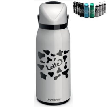 Imagem de Garrafa Térmica de 1,8 Litros Decorada Grande Com Alça e Sistema de Pressão Verona Unitermi (GARRAFA BRANCA LEITE)
