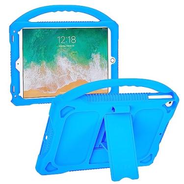 Imagem de JOGUIIA Capa infantil para iPad 6ª/5ª geração, capa de silicone premium para iPad de 9,7 polegadas 2018/2017 com alça embutida para iPad Air/Air 2 (azul)