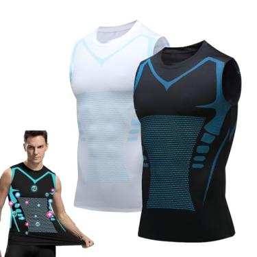 Imagem de QIAWI Ionic Shaping Vest, 2024 New Version Ionic Shaping Vest, camiseta masculina de compressão emagrecedora, colete modelador corporal, 2 peças 3, 3G