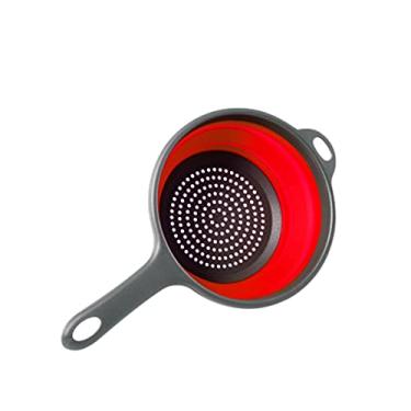 Imagem de Vctitil Escorredor de pratos de silicone dobrável para economia de espaço, escorredor de pratos, cesta de drenagem com alça de utensílios de cozinha (vermelho)