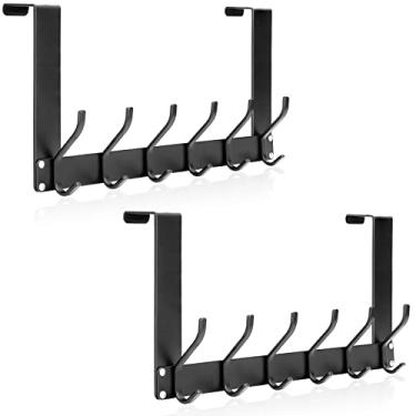 Imagem de Uross (2 pacotes de ganchos dobráveis sobre a porta, gancho resistente sobre a porta, suporte de gancho atrás da porta para pendurar jaquetas, casacos, lenços, roupas, chapéus, bolsas, mochilas - preto