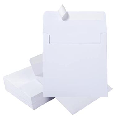 Imagem de Envelopes quadrados coloridos de 15 x 15 cm autoseláveis para casamento, convites de festa, cartões comemorativos, anúncios, fotos, capas para CD/DVD (branco)