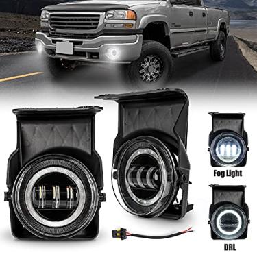 Imagem de CAFOPAR Faróis de neblina de LED com Halo Angel Eyes DRL para GMC Sierra 1500 2500 3500 2003-2006 Lâmpadas de neblina de direção