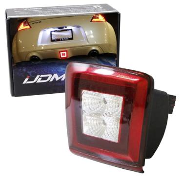 Imagem de iJDMTOY Kit de luz de neblina de para-choque de lente transparente vermelha 72-002 compatível com Nissan 370Z 2009-2020 e Juke Nismo 2013-17, alimentado por freio vermelho/neblina traseira e LED