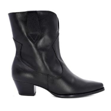 Imagem de Bota Usaflex Western Bico Fino de Couro com Salto bloco-Feminino