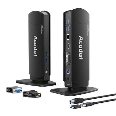 Imagem de Estação de ancoragem universal USB 3.0, estação de ancoragem para laptop Acodot 13 em 1, monitor duplo para Windows e Mac, estação de ancoragem USB C com HDMI, VGA, DVI, 6X USB 3.0, Gigabit Ethernet