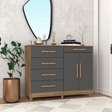Imagem de Cômoda 2 Portas 5 Gavetas Sirius Marrom/Alasca