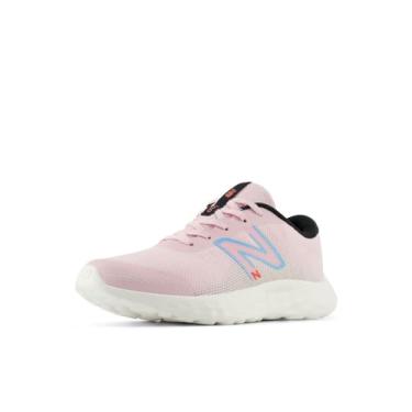 Imagem de New Balance Tênis de corrida unissex infantil 520 V8 com cadarço, Rosa de meados do século/azul celeste/preto, 5 Wide Big Kid
