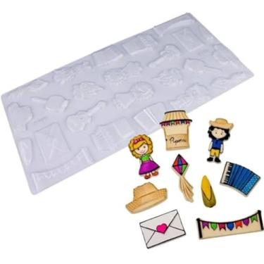 Imagem de Kit 2 Formas Placa Acetato Apliques Festa Junina Para Bombom Trufa e Chocolate Bwb - CÓD: 9738