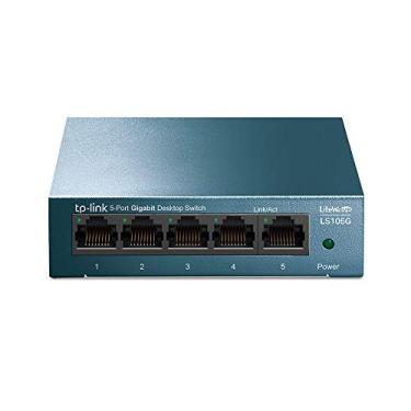 Imagem de TP-Link LS105G - Switch Ethernet de 5 portas (10/100/1000Mbps), Switch Gigabit, Switch WiFi, Caixa de metal, Ultraleve, Dissipação de calor, QoS, Economia de energia, Silencioso, Não gerenciado, Azul