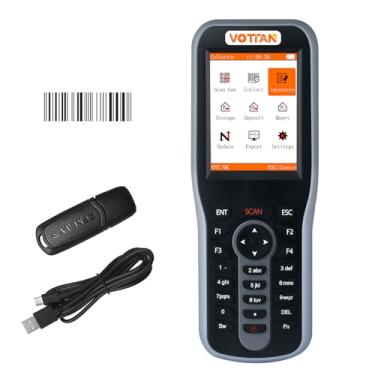 Imagem de VOTTAN Scanner de código de barras de inventário sem fio, leitor de código de barras portátil 1D portátil, scanner de biblioteca de terminal de dados com sensor CCD