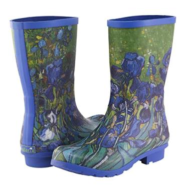 Imagem de Galleria's Botas de chuva femininas até o meio da panturrilha, Van Gogh Irises, 10