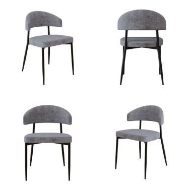 Imagem de Cadeira Bless Fixa com 4 Pés 55 X 52,5 X 77,5 Cm com 4 Unidades Cinza/Preto