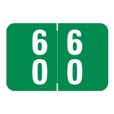 Imagem de Doctor Stuff - File Folder Labels, Terminal Digit Filing, Consecutive Double Digit Numbers 60-69, Compatible with SMEAD DDS - SMDM Series Chart Stickers, Green, 1" x 1-1/2", 500/Roll