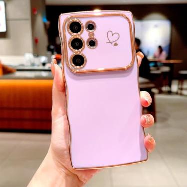 Imagem de Capa de TPU macio revestida para Samsung Galaxy S24 S23 S22 Ultra Plus A55 A54 A15 A14 A25 A35 5G S 24 23 22 A 55 15 Love Heart, roxo claro, para Samsung S24