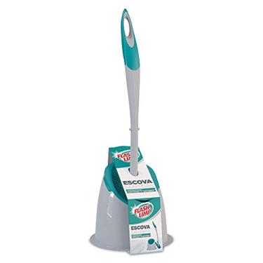 Imagem de Escova Sanitária emborrachada com Suporte, Verde esmeralda, BAN6101, Flash Limp