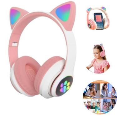 Imagem de Fone Ouvido Premium Sem Fio Gatinho Rosa Pro Entrega Rápida - AL