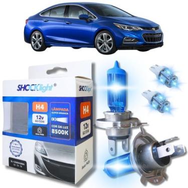 Imagem de Kit par lâmpadas super branca conector h4 8500k shocklight + par leds 
