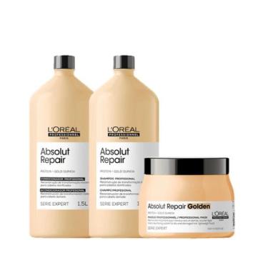 Imagem de Kit L'oreal Gold Quinoa Shampoo, Condicionador e Máscara - L'Oréal Pro